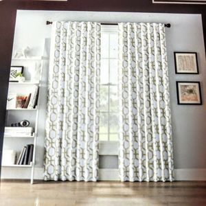Smart Block Energy Saving Black Out Curtain Panel 50" W x 84" L Chroma Geo Tan